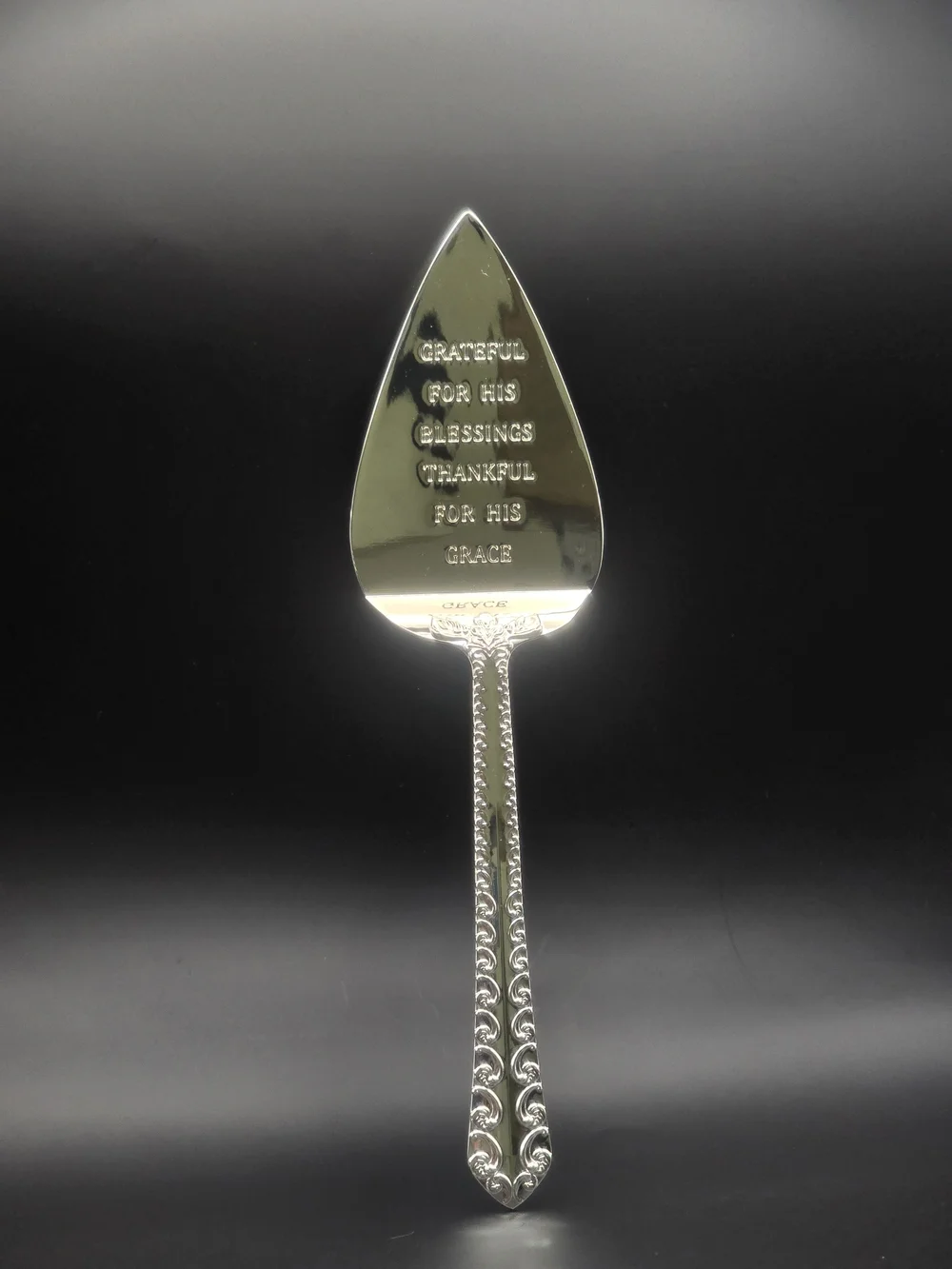 Mary & Martha Grace & Gratitude Silver Pie Cake Dessert Server Thanksgiving